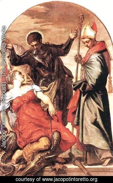 Jacopo Tintoretto (Robusti) - St Louis, St George and the Princess c. 1553