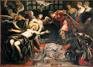 Jacopo Tintoretto (Robusti) - Saint Catherine of Alexandria receives a visit from the Roman Empress Faustina whilst in Prison