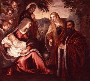 Jacopo Tintoretto (Robusti) - Holy Family with Matteo Saranzo