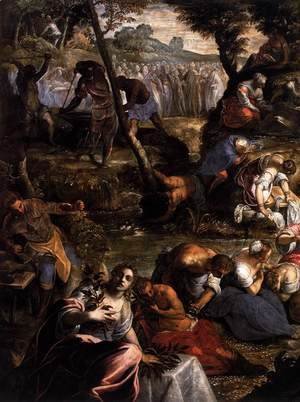 Jacopo Tintoretto (Robusti) - The Jews in the Desert (detail 1)