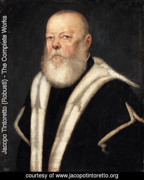 Portrait Of A Bearded Gentleman, Head And Shoulders, Wearing An Ermine-Lined Black Coat