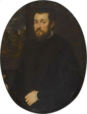 Jacopo Tintoretto (Robusti) - Portrait Of A Gentleman, Half Length, Before An Open Window