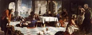 Jacopo Tintoretto (Robusti) - Christ Washing the Feet of His Disciples c. 1547
