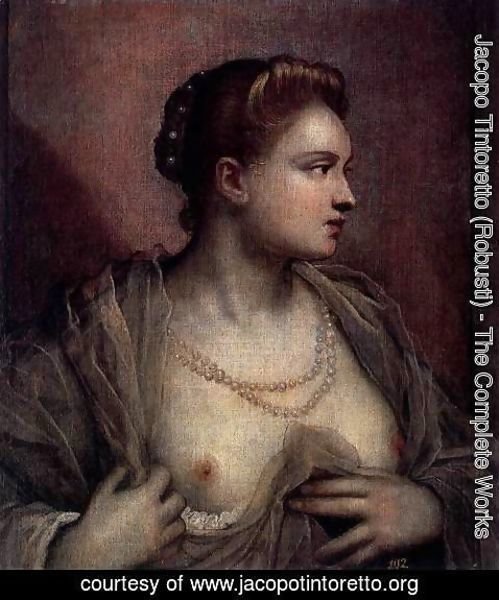 Jacopo Tintoretto (Robusti) - Portrait of a Woman Revealing her Breasts c. 1570