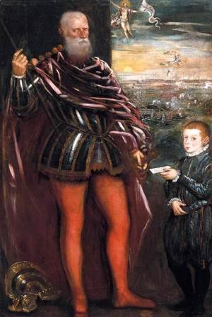 Jacopo Tintoretto (Robusti) - Portrait of Sebastiano Venier with a Page c. 1580
