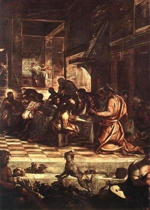 Jacopo Tintoretto (Robusti) - The Last Supper (detail) 1578-81
