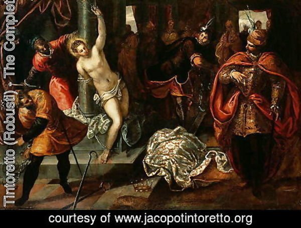 Jacopo Tintoretto (Robusti) - Saint Catherine of Alexandria being whipped in the presence of Emperor Maxentius