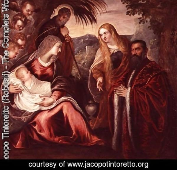 Jacopo Tintoretto (Robusti) - Holy Family with Matteo Saranzo
