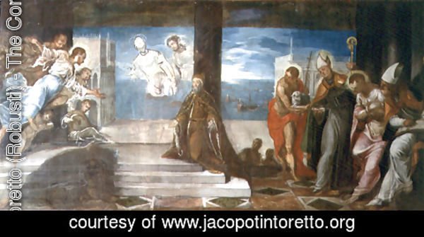 Jacopo Tintoretto (Robusti) - Doge Alvise Mocenigo d.1577 presented to the Redeemer, c.1577