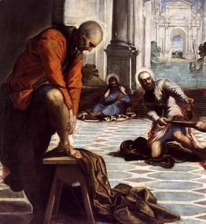 Jacopo Tintoretto (Robusti) - Christ Washing the Feet of His Disciples (detail)
