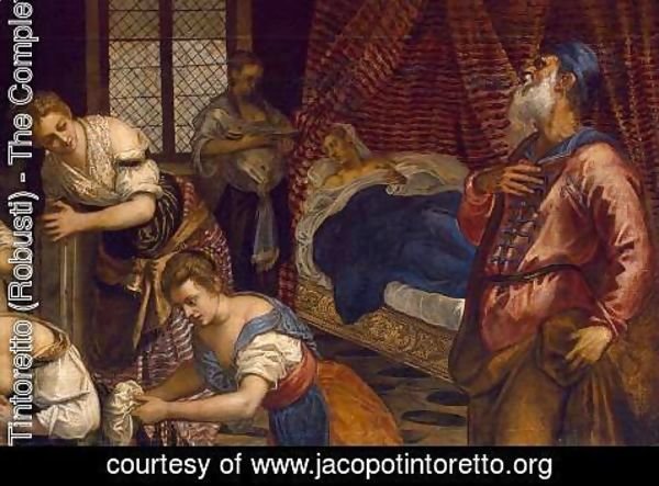 Jacopo Tintoretto (Robusti) - The Birth of John the Baptist (detail)