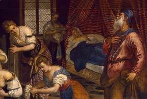 Jacopo Tintoretto (Robusti) - The Birth of John the Baptist (detail)