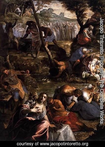 Jacopo Tintoretto (Robusti) - The Jews in the Desert (detail)