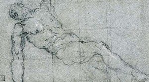 A reclining nude with arms outstretched