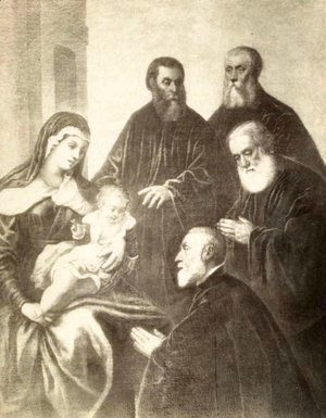 The Virgin and Child with four senators